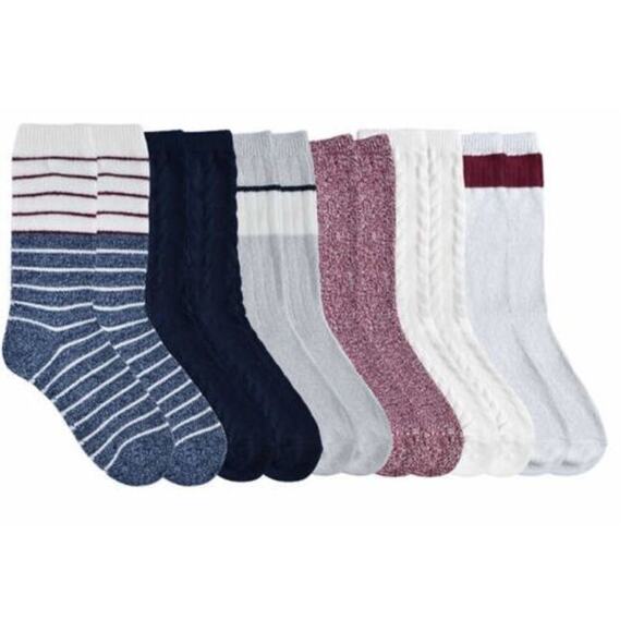 6 Pair Lucky Brand Super Soft Boot Sock for Women's Shoe Size 5-10 Blue Gray - Picture 1 of 7